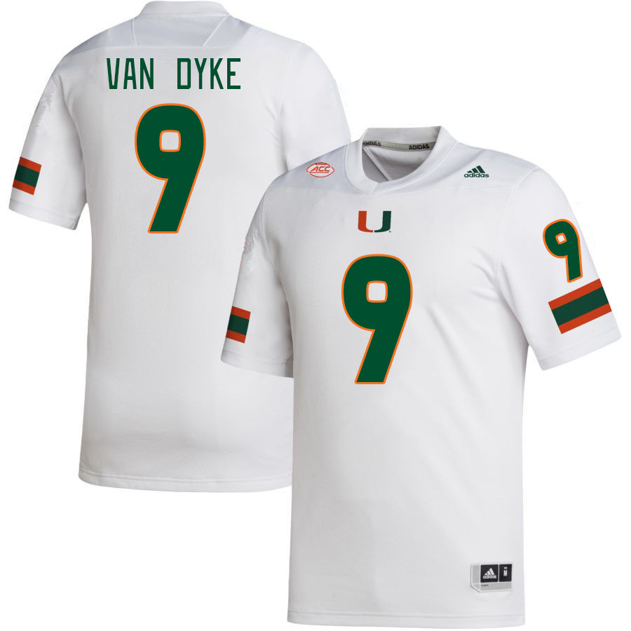 Men #9 Tyler Van Dyke Miami Hurricanes College Football Jerseys Stitched-White